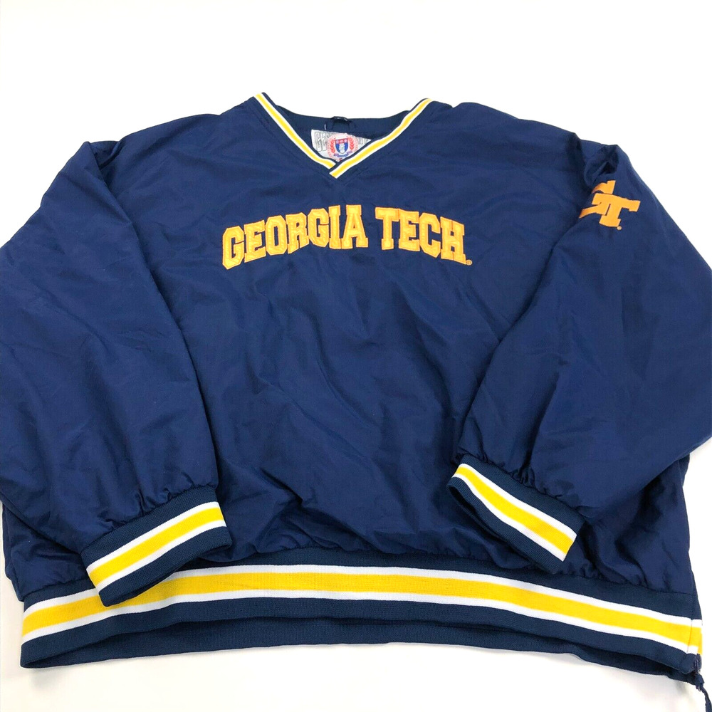 Genuine Stuff Collegiate MINT XXL Georgia Tech V-Neck Jacket Nylon Lined Blue